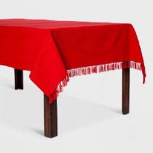 120″x60″ Casual Texture Stripe Tablecloth Red